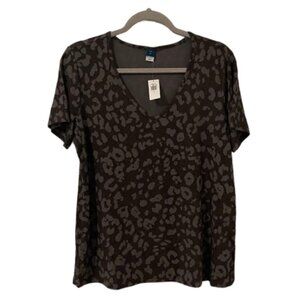 Black Leopard Print Old Navy Women's Short-Sleeve Luxe T-Shirt